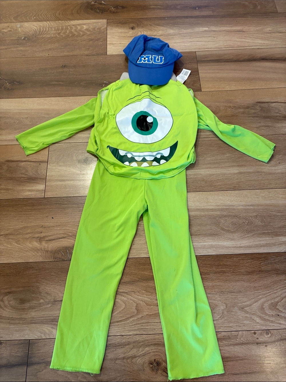 Green Mike Wazowski Kids Costume with Blue Cap